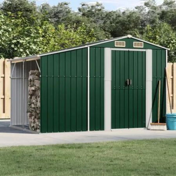 Garden Shed Green 277x192.5x179 cm Galvanised Steel