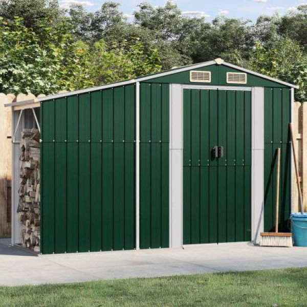 Garden Shed Green 277x93x179 cm Galvanised Steel