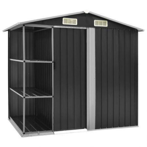 Garden Shed with Rack Anthracite 205x130x183 cm Iron