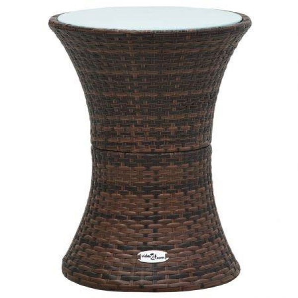 Garden Side Table Drum Shape Brown Poly Rattan