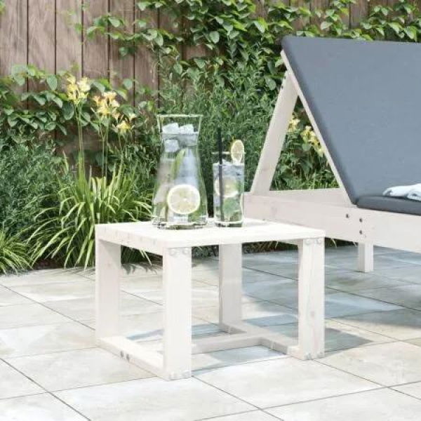 Garden Side Table White 40x38x28.5 cm Solid Wood Pine