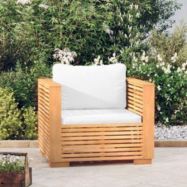 Garden Sofa Chair With Cream Cushions Solid Wood Teak