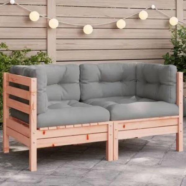 Garden Sofa Corner with Cushions Solid Wood Douglas