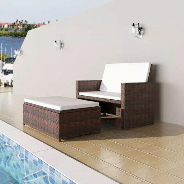 Garden Sofa Poly Rattan Brown