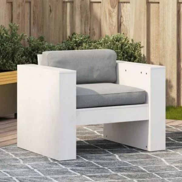 Garden Sofa White 79x60x62 cm Solid Wood Pine