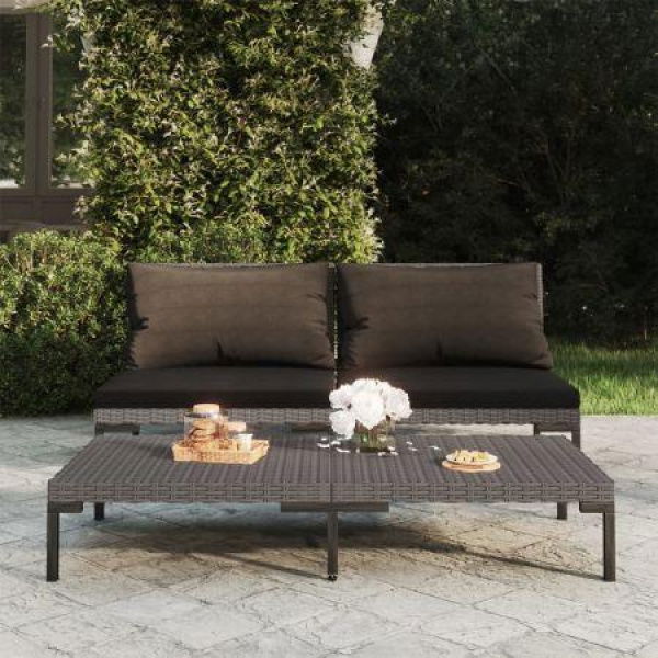 Garden Sofas 2pcs With Cushions Half Round Poly Rattan