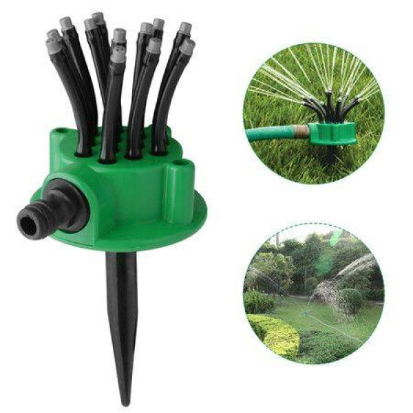 Garden Sprinkler Multi-Tips Lawn Sprinkler Head 12 Spray Nozzles 360 Degree Rotating Lawn Sprinkler Outdoor Garden Patio Water Sprayer