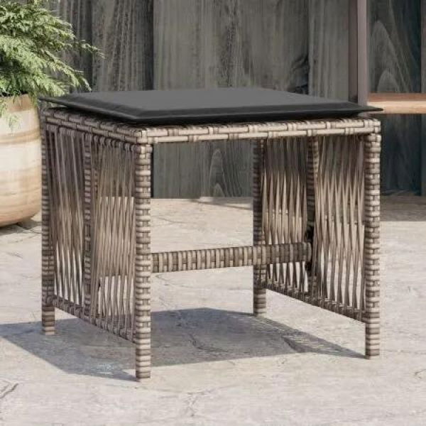 Garden Stools with Cushions 4 pcs Grey 41x41x36 cm Poly Rattan