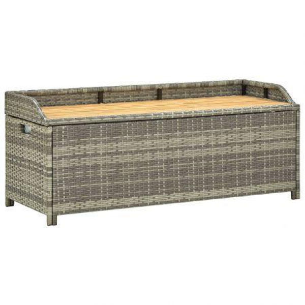 Garden Storage Bench 120 Cm Poly Rattan Grey