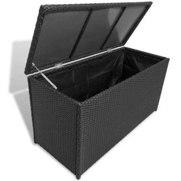 Garden Storage Box Black 120x50x60 Cm Poly Rattan