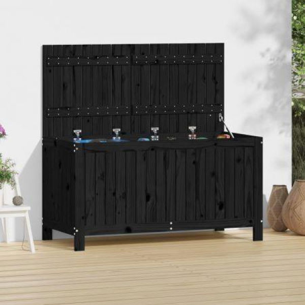 Garden Storage Box Black 121x55x64 Cm Solid Wood Pine