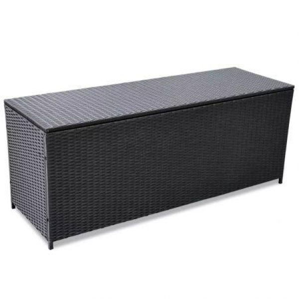 Garden Storage Box Black 150x50x60 Cm Poly Rattan