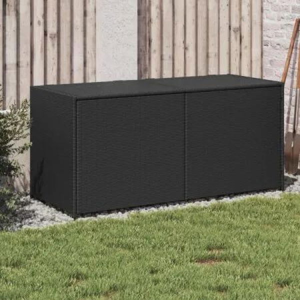 Garden Storage Box Black 283L Poly Rattan