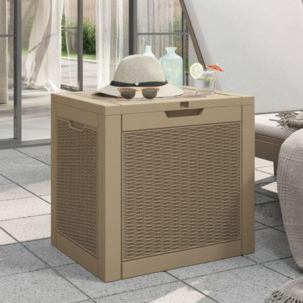 Garden Storage Box Light Brown 55.5x43x53 Cm Polypropylene.