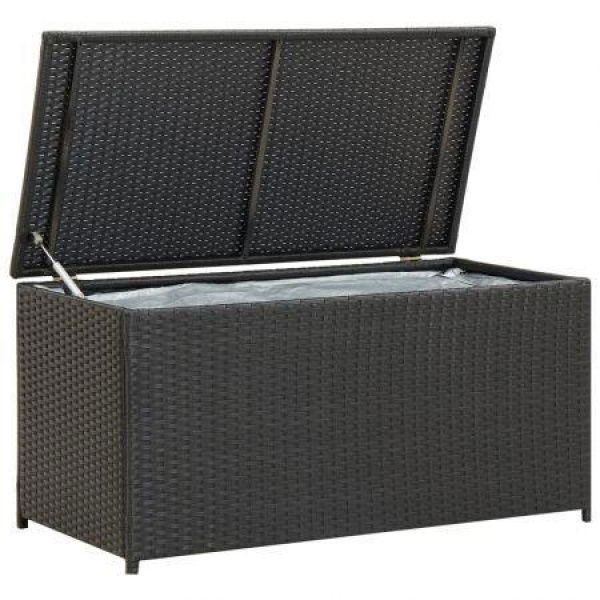 Garden Storage Box Poly Rattan 100x50x50 Cm Black