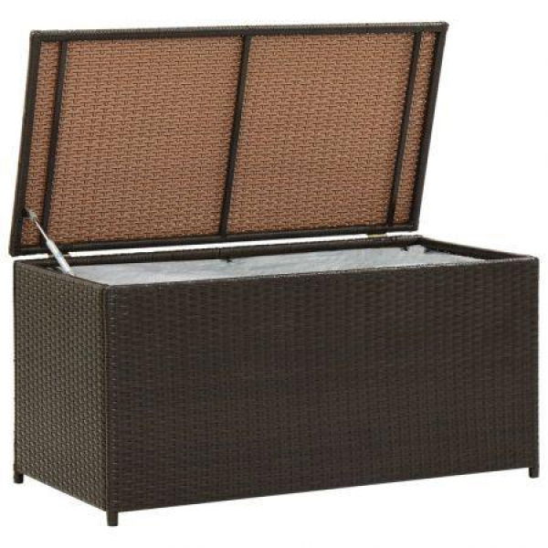 Garden Storage Box Poly Rattan 100x50x50 Cm Brown