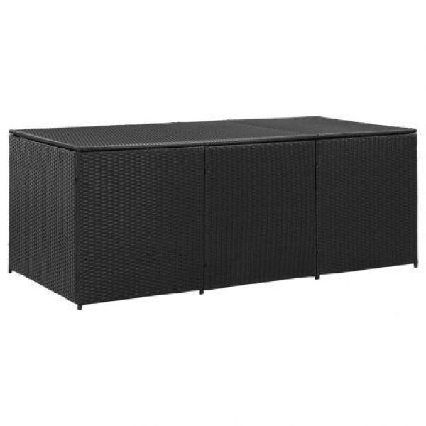 Garden Storage Box Poly Rattan 180x90x75 Cm Black