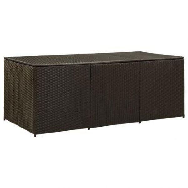 Garden Storage Box Poly Rattan 180x90x75 Cm Brown