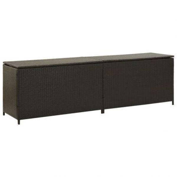 Garden Storage Box Poly Rattan 200x50x60 Cm Brown