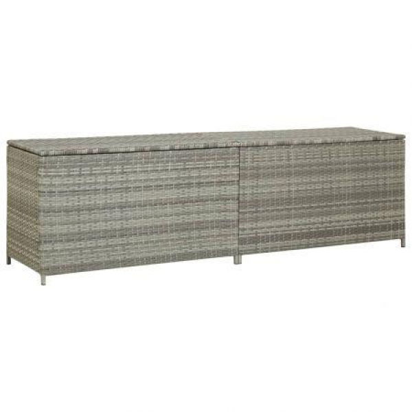 Garden Storage Box Poly Rattan 200x50x60 Cm Grey