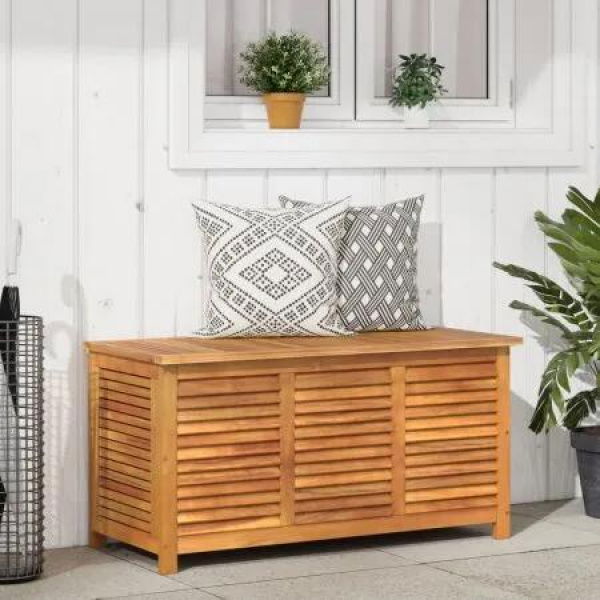 Garden Storage Box with Louver 113x50x56 cm Solid Wood Acacia