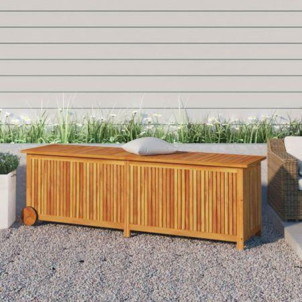 Garden Storage Box With Wheels 150x50x58 Cm Solid Wood Acacia