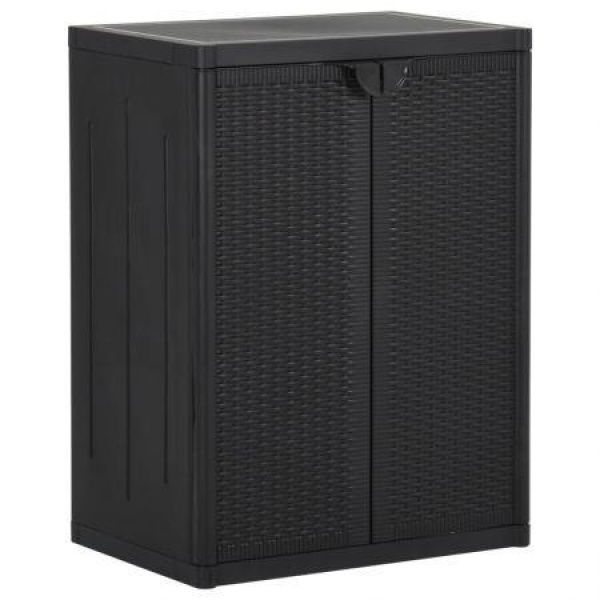 Garden Storage Cabinet Black 65x45x88 Cm PP Rattan