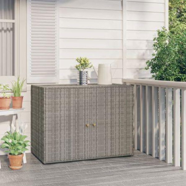 Garden Storage Cabinet Gray 100x55.5x80 Cm Poly Rattan.