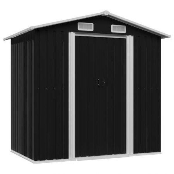 Garden Storage Shed Anthracite Steel 204x132x186 Cm