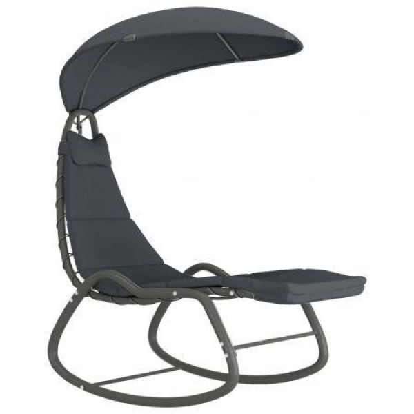 Garden Swing Chair Grey 160x80x195 Cm Fabric