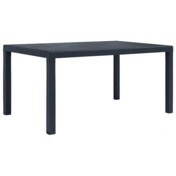 Garden Table Anthracite 150x90x72 Cm Plastic Rattan Look