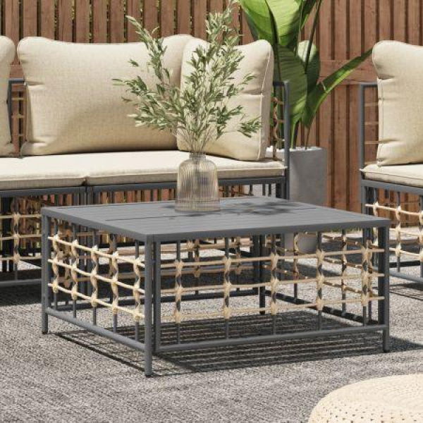 Garden Table Anthracite 70x70x34 Cm Poly Rattan