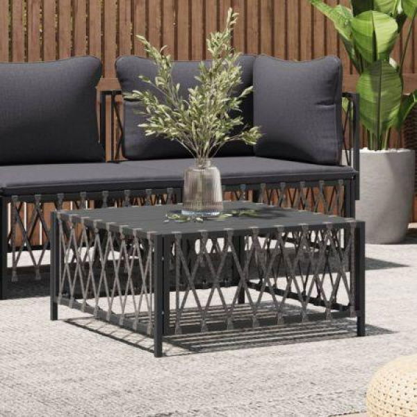 Garden Table Anthracite 70x70x34 Cm Woven Fabric