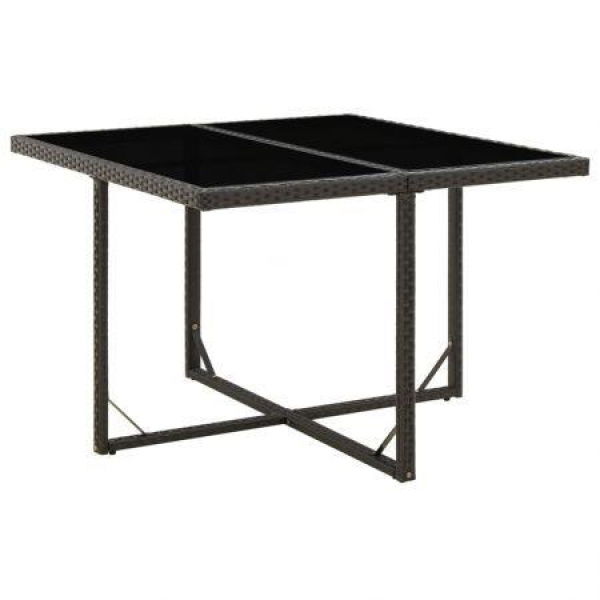 Garden Table Black 109x107x74 Cm Poly Rattan And Glass