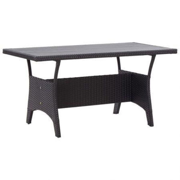 Garden Table Black 120x70x66 Cm Poly Rattan