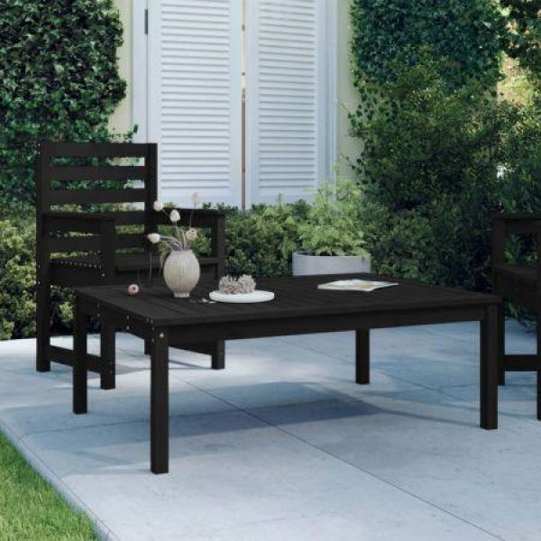 Garden Table Black 121x82.5x45 Cm Solid Wood Pine.