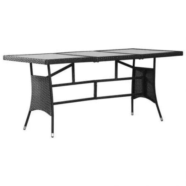 Garden Table Black 170x80x74 cm Poly Rattan