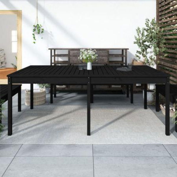 Garden Table Black 203.5x100x76 Cm Solid Wood Pine.