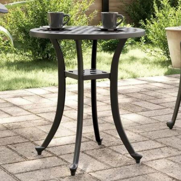 Garden Table Black Ã˜48x53 cm Cast Aluminium