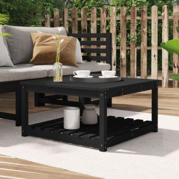 Garden Table Black 82.5x82.5x45 Cm Solid Wood Pine.