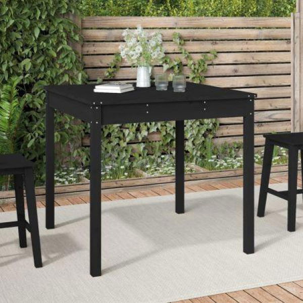 Garden Table Black 82.5x82.5x76 Cm Solid Wood Pine.