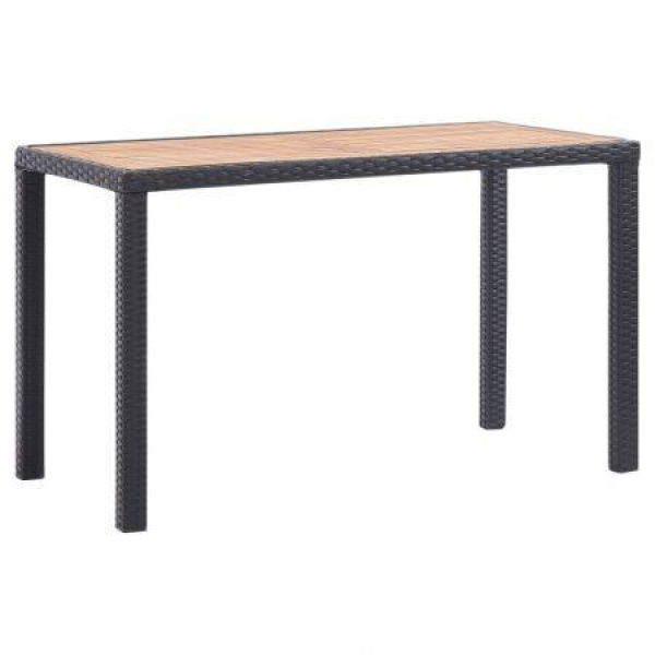 Garden Table Black And Brown 123x60x74 Cm Solid Acacia Wood