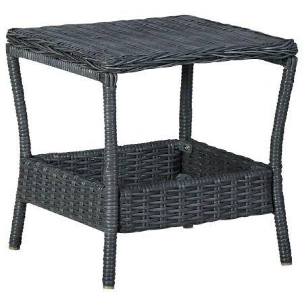 Garden Table Dark Grey 45x45x46.5 Cm Poly Rattan.