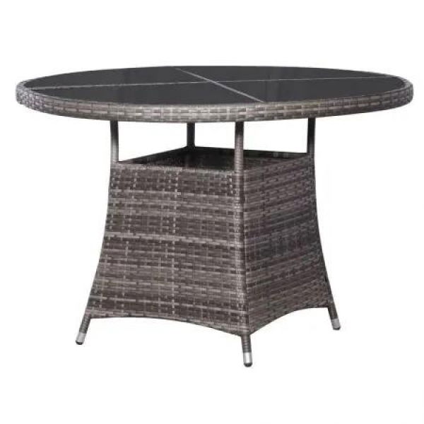 Garden Table Grey Ã˜110x74 cm Poly Rattan