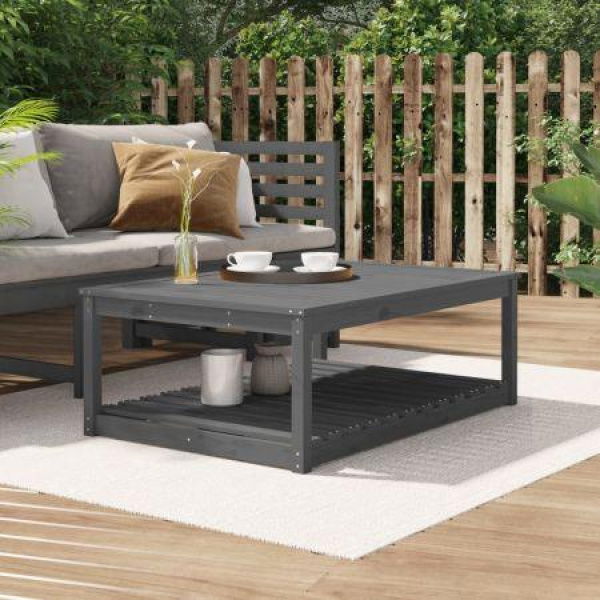 Garden Table Grey 121x82.5x45 Cm Solid Wood Pine.