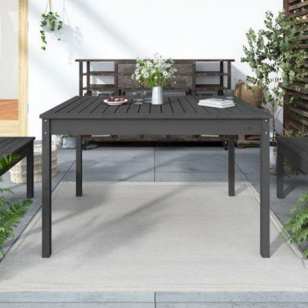 Garden Table Grey 121x82.5x76 Cm Solid Wood Pine.