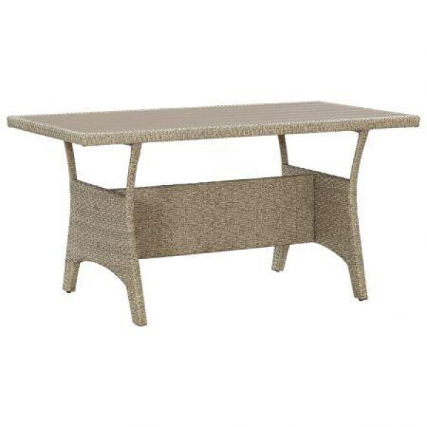 Garden Table Grey 130x70x66 Cm Poly Rattan