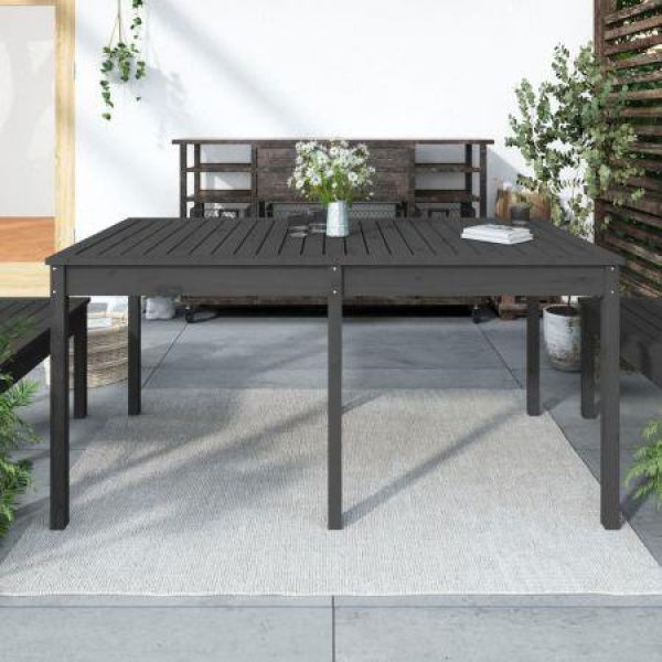 Garden Table Grey 159.5x82.5x76 Cm Solid Wood Pine.