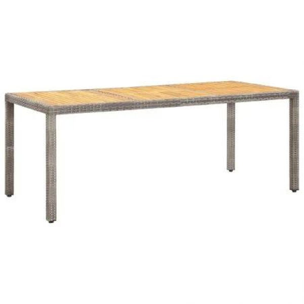 Garden Table Grey 190x90x75 cm Poly Rattan and Acacia Wood