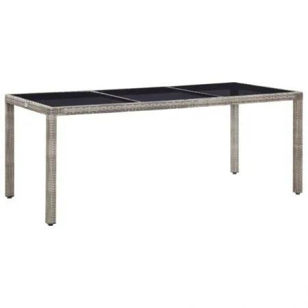 Garden Table Grey 190x90x75 cm Poly Rattan